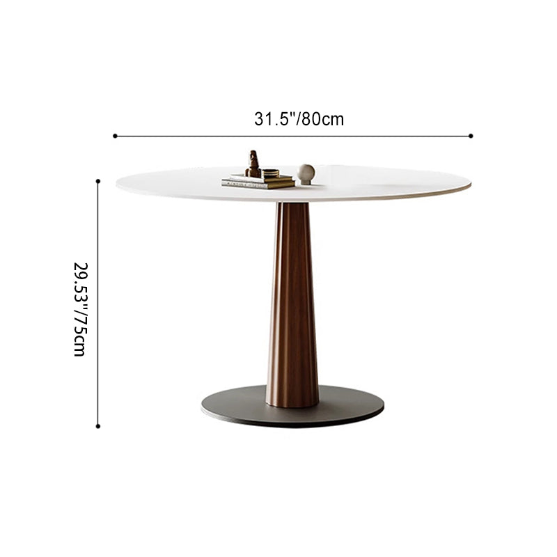 Modern Simplicity Round Slab Solid Wood Carbon Steel Dining Table For Dining Room