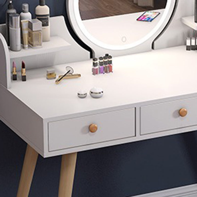 Contemporary Nordic Rectangular Solid Wood Metal Makeup Vanity 3-Drawer For Bedroom