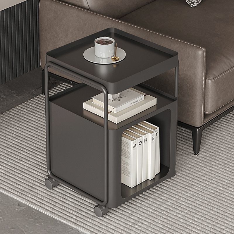 Contemporary Nordic Square Iron End Table Movable 3-Tier For Living Room