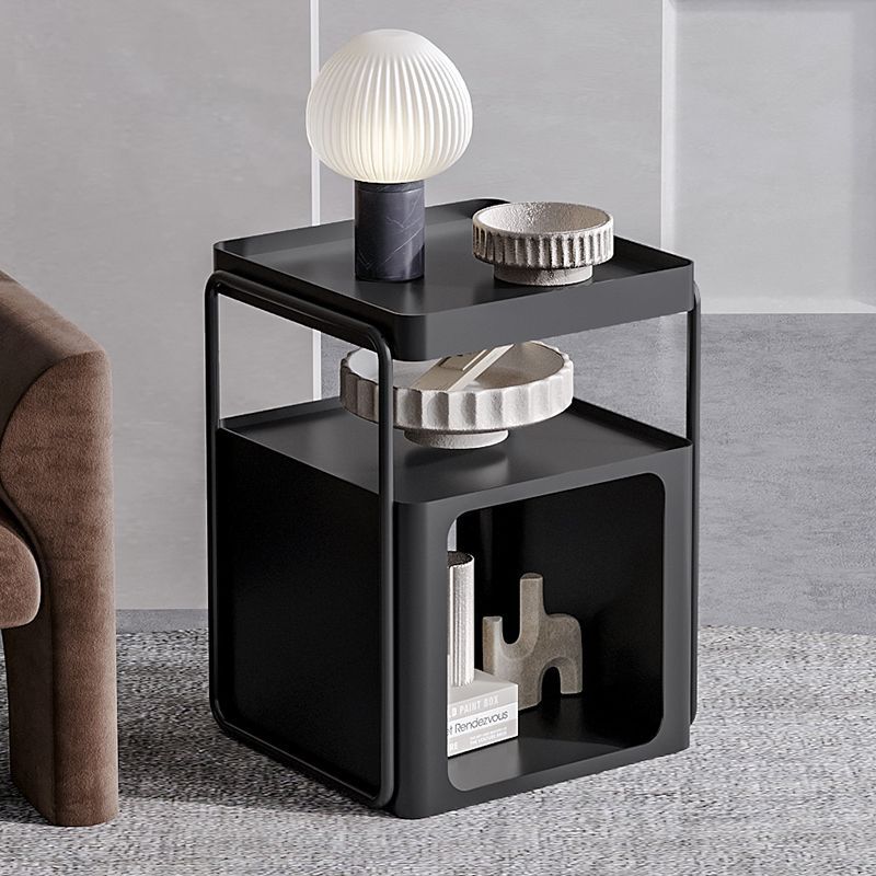 Contemporary Nordic Square Iron End Table Movable 3-Tier For Living Room