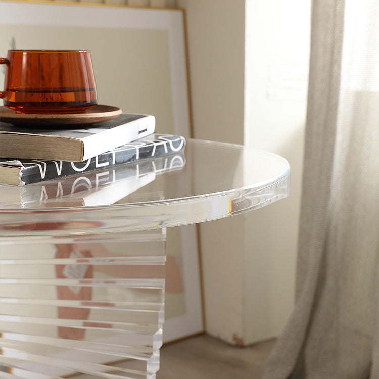 Modern Simplicity Acrylic Rotate Round Gourd Coffee Table 1-Tray For Living Room