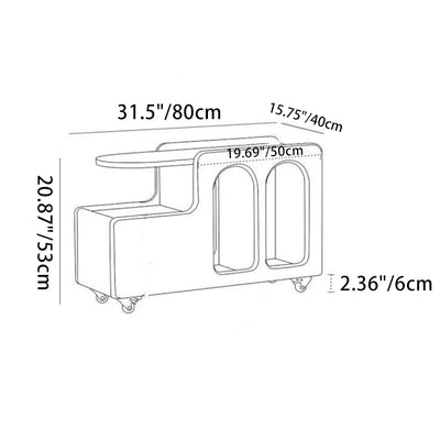 Contemporary Nordic Rectangular Arch Plate Slab End Table 1-Drawer Storage Movable For Living Room