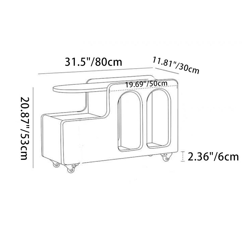 Contemporary Nordic Rectangular Arch Plate Slab End Table 1-Drawer Storage Movable For Living Room