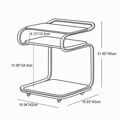 Contemporary Retro Reinforced Glass Density Board Iron Square Side Table 3-Tier Movable For Living Room