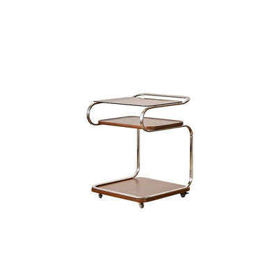 Contemporary Retro Reinforced Glass Density Board Iron Square Side Table 3-Tier Movable For Living Room