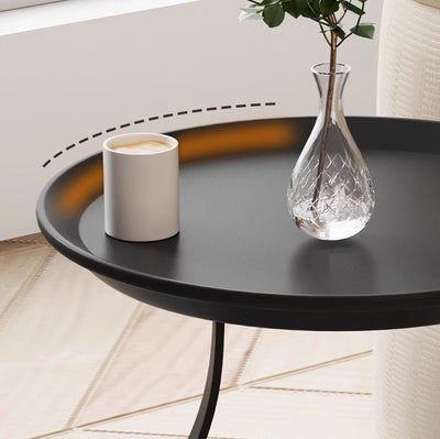 Modern Simplicity Round Cylinder Iron Carbon Steel End Table 1-Storage For Living Room