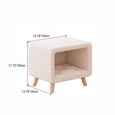 Modern Simplicity Square Wool Wood Nightstand 1-Storage Cat's Nest For Bedside