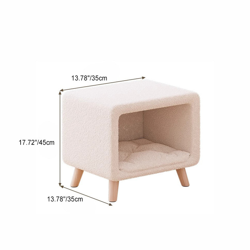 Modern Simplicity Square Wool Wood Nightstand 1-Storage Cat&