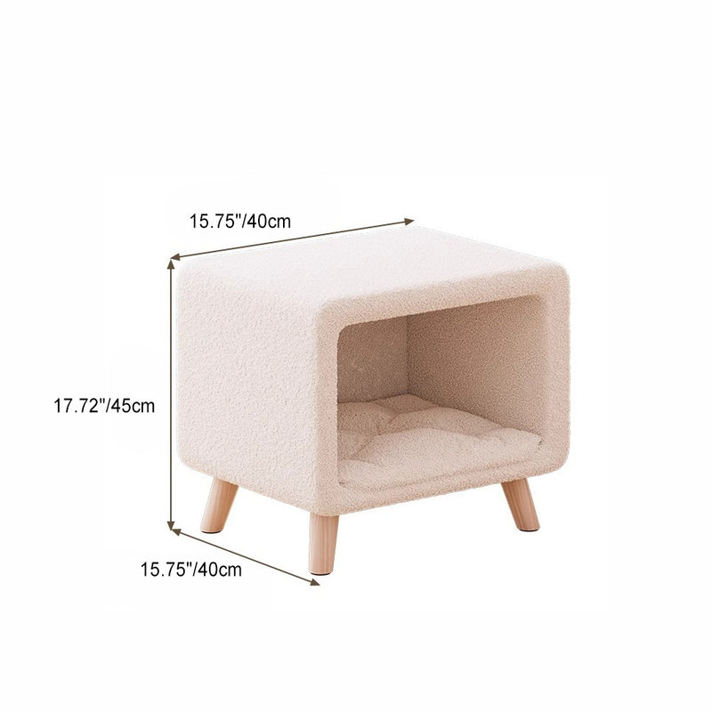 Modern Simplicity Square Wool Wood Nightstand 1-Storage Cat&