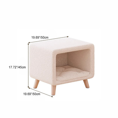 Modern Simplicity Square Wool Wood Nightstand 1-Storage Cat's Nest For Bedside