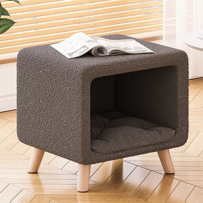 Modern Simplicity Square Wool Wood Nightstand 1-Storage Cat&