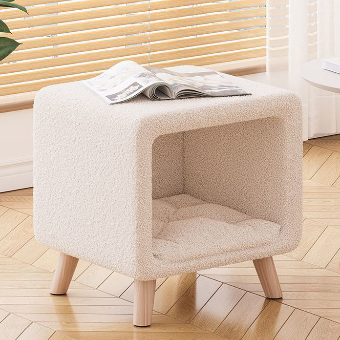 Modern Simplicity Square Wool Wood Nightstand 1-Storage Cat&