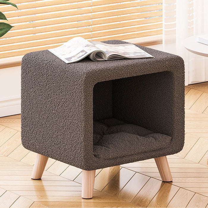 Modern Simplicity Square Wool Wood Nightstand 1-Storage Cat&