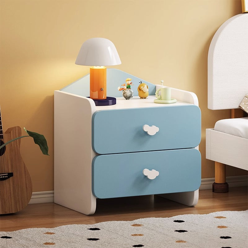 Modern Simplicity Kids Plate Rectangular Cloud Handle Nightstand 1/2 Drawer For Bedside