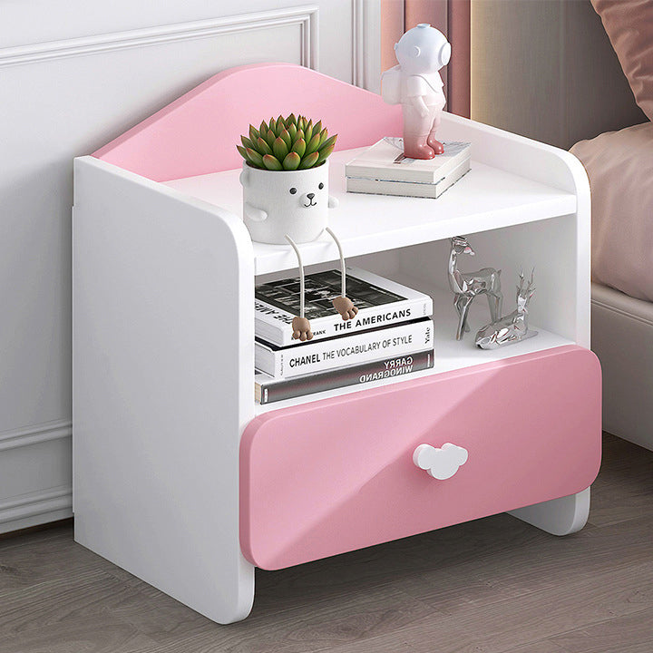 Modern Simplicity Kids Plate Rectangular Cloud Handle Nightstand 1/2 Drawer For Bedside