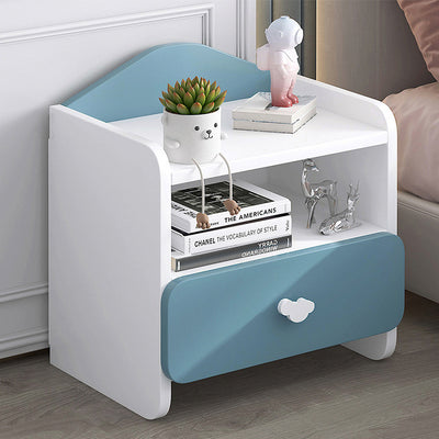 Modern Simplicity Kids Plate Rectangular Cloud Handle Nightstand 1/2 Drawer For Bedside