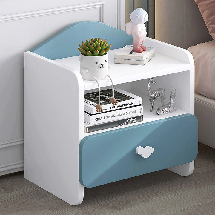 Modern Simplicity Kids Plate Rectangular Cloud Handle Nightstand 1/2 Drawer For Bedside