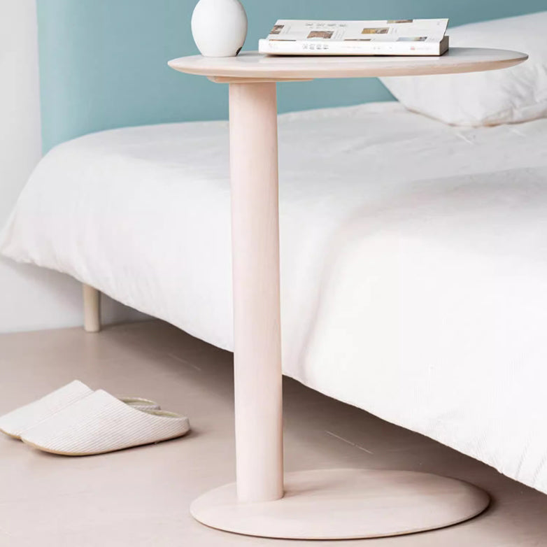 Modern Simplicity Wood Elliptical Cat Ear Base Side Table 2-Tier For Living Room