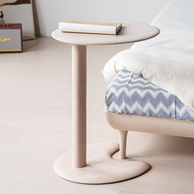 Modern Simplicity Wood Elliptical Cat Ear Base Side Table 2-Tier For Living Room