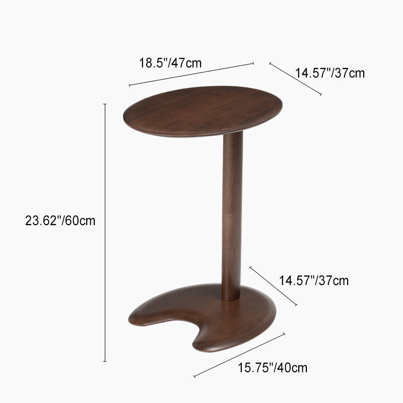 Modern Simplicity Wood Elliptical Cat Ear Base Side Table 2-Tier For Living Room