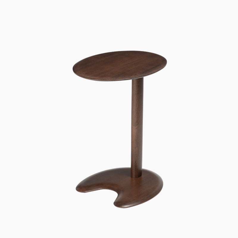 Modern Simplicity Wood Elliptical Cat Ear Base Side Table 2-Tier For Living Room