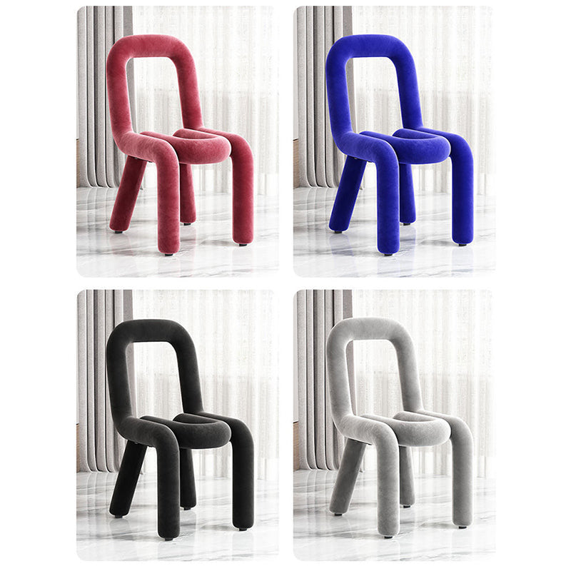 Contemporary Creative Flannelette Sponge Carbon Steel Chair Backrest Armless For Living Room