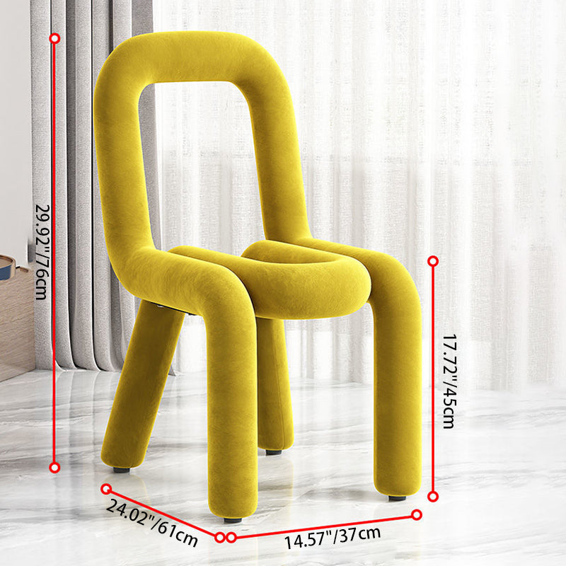 Contemporary Creative Flannelette Sponge Carbon Steel Chair Backrest Armless For Living Room