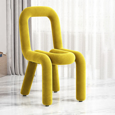 Contemporary Creative Flannelette Sponge Carbon Steel Chair Backrest Armless For Living Room