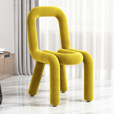 Contemporary Creative Flannelette Sponge Carbon Steel Chair Backrest Armless For Living Room