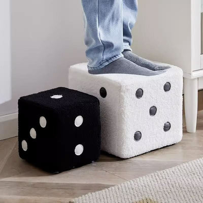 Contemporary Creative Cube Dice Lambswool Wood Chair Backless Armless For Living Room