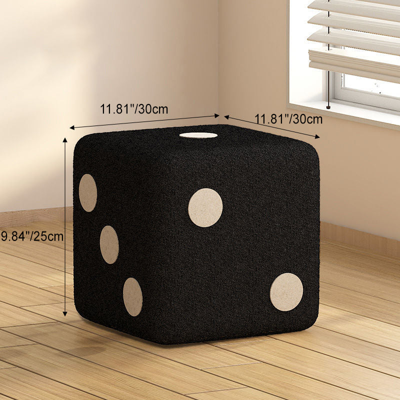 Contemporary Creative Cube Dice Lambswool Wood Chair Backless Armless For Living Room