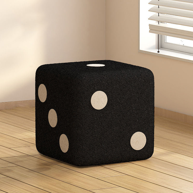 Contemporary Creative Cube Dice Lambswool Wood Chair Backless Armless For Living Room