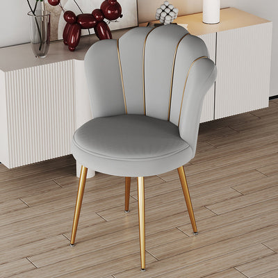 Contemporary Nordic Frosted Velvet Carbon Steel Vanity Stool Backrest Armless For Bedroom