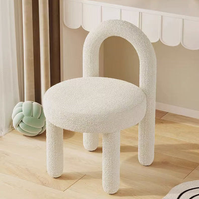 Modern Simplicity Lambswool Flannelette Carbon Steel Vanity Stool Backrest Armless For Bedroom