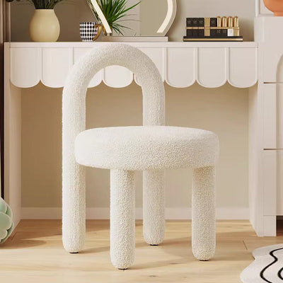 Modern Simplicity Lambswool Flannelette Carbon Steel Vanity Stool Backrest Armless For Bedroom