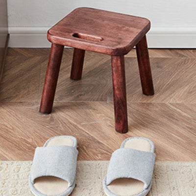 Contemporary Simplicity Rubber Wood Low Stool Backless Armless For Living Room