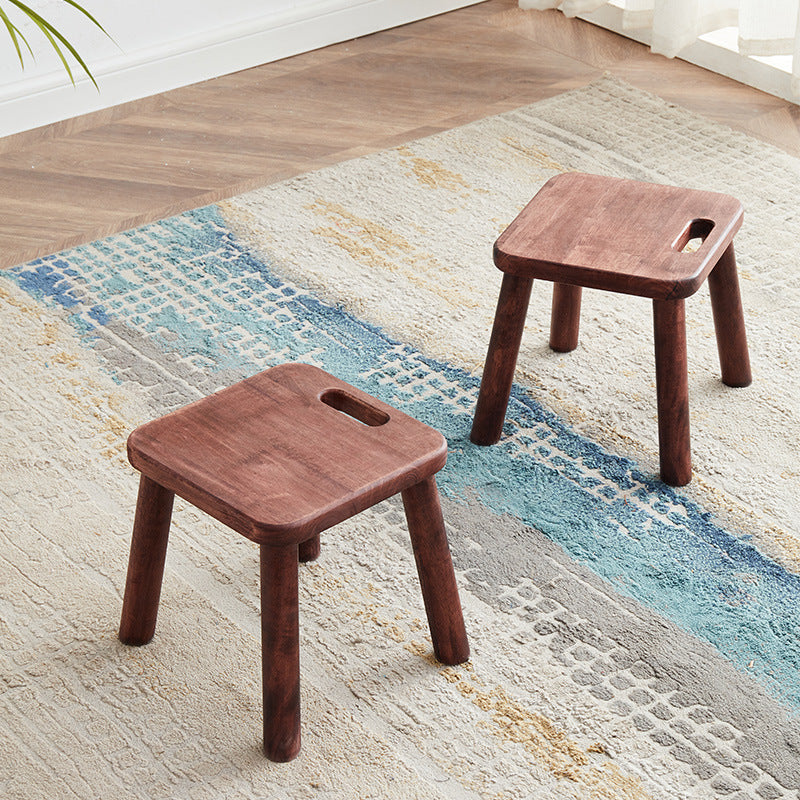 Contemporary Simplicity Rubber Wood Low Stool Backless Armless For Living Room