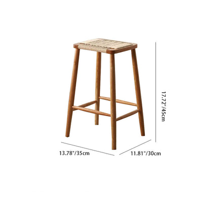 Contemporary Retro Kraft Paper Rope Cherry Wood Dining Chair Backless Armless For Dining Room