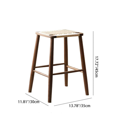 Contemporary Retro Kraft Paper Rope Cherry Wood Dining Chair Backless Armless For Dining Room