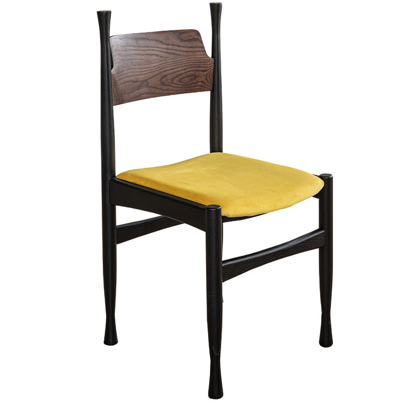 Modern Simplicity Ash Wood Velvet Dining Chair Backrest Armless For Dining Room