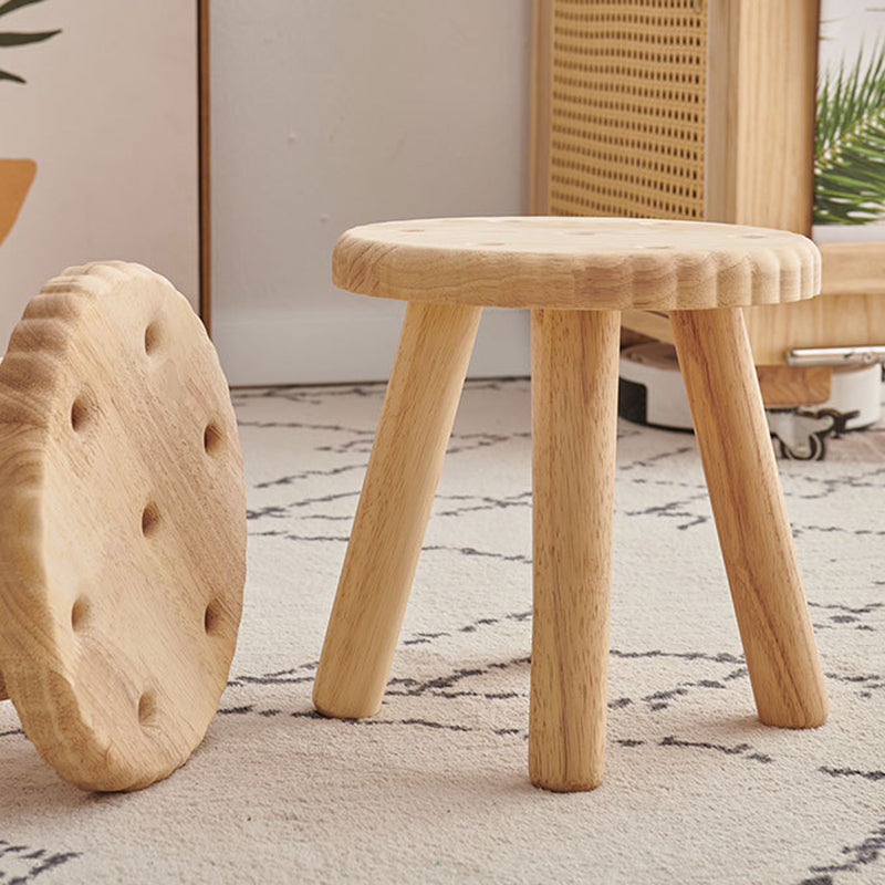 Contemporary Creative Biscuit Shape Wood Footstool Backless Armless For Living Room