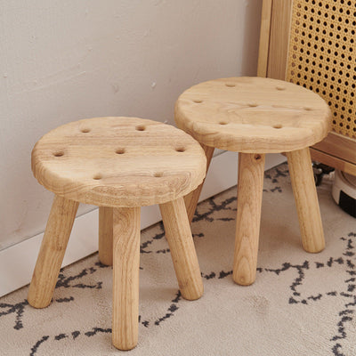 Contemporary Creative Biscuit Shape Wood Footstool Backless Armless For Living Room