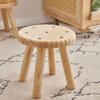 Contemporary Creative Biscuit Shape Wood Footstool Backless Armless For Living Room