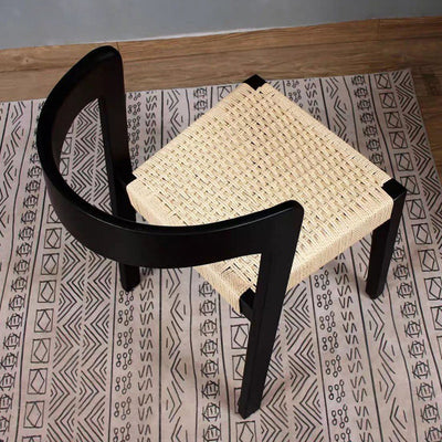 Contemporary Scandinavian Kraft Paper Rope Rubber Wood Dining Chair Backrest Armless For Dining Room