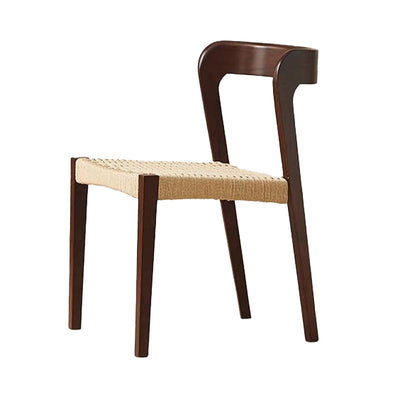 Contemporary Scandinavian Kraft Paper Rope Rubber Wood Dining Chair Backrest Armless For Dining Room