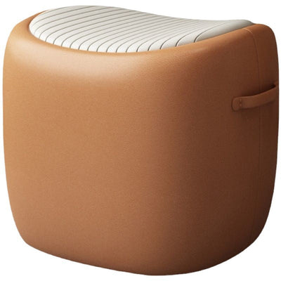 Contemporary Scandinavian Solid Wood Leather Footstool Backless Armless For Living Room