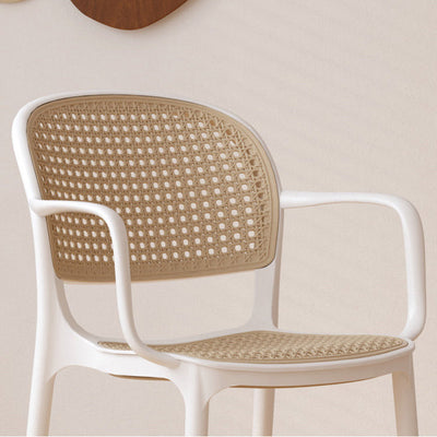 Contemporary Simplicity Rattan Plastic Dining Chair Backrest Armrest For Dining Room