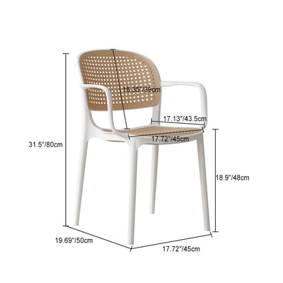 Contemporary Simplicity Rattan Plastic Dining Chair Backrest Armrest For Dining Room