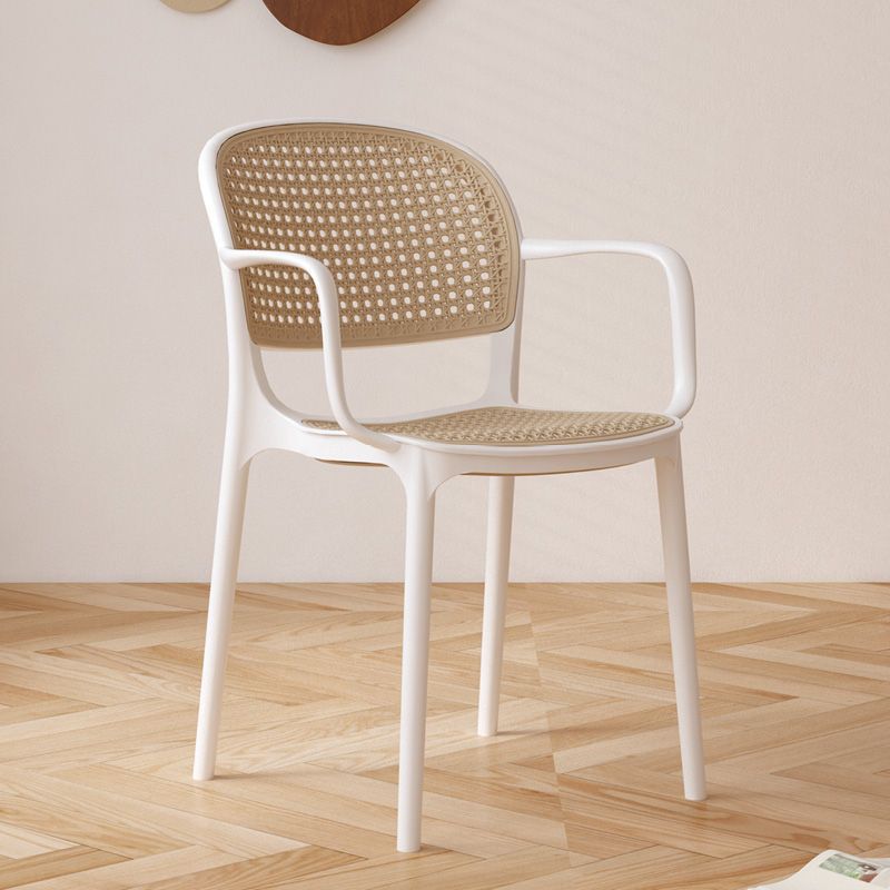 Contemporary Simplicity Rattan Plastic Dining Chair Backrest Armrest For Dining Room