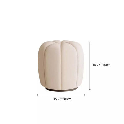 Contemporary Scandinavian Pumpkin Shape Flannelette Solid Wood Vanity Stool Backless Armless For Bedroom